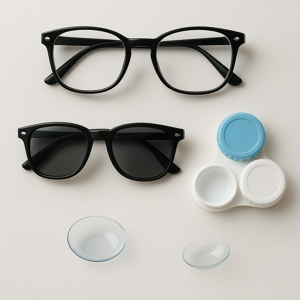 Glasses and contact lens case